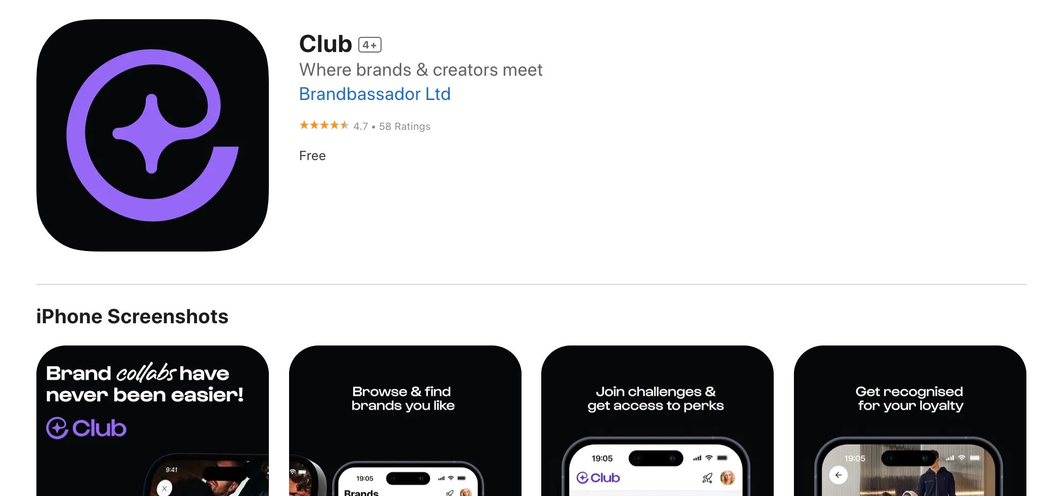 An image showing what the download will look like once they download the Club app on their phone