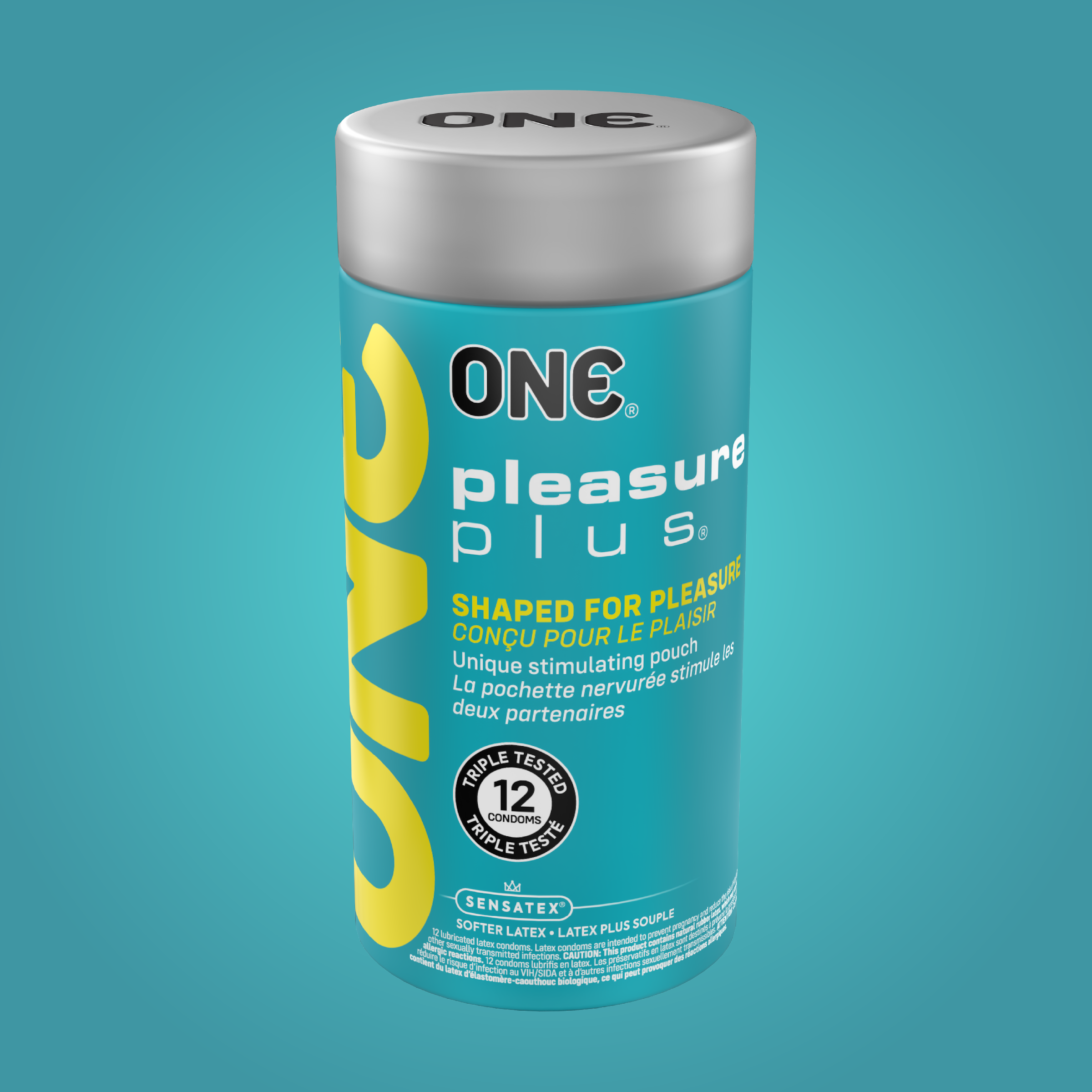 One pleasure plus tube on green background.