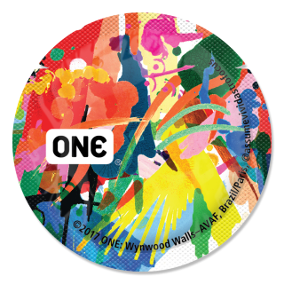 ONE® condom wrapper featuring artwork created by @assumevividastrofocus