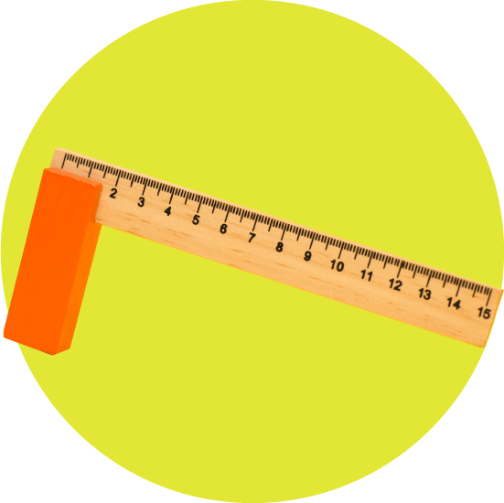 ruler in a yellow circle.